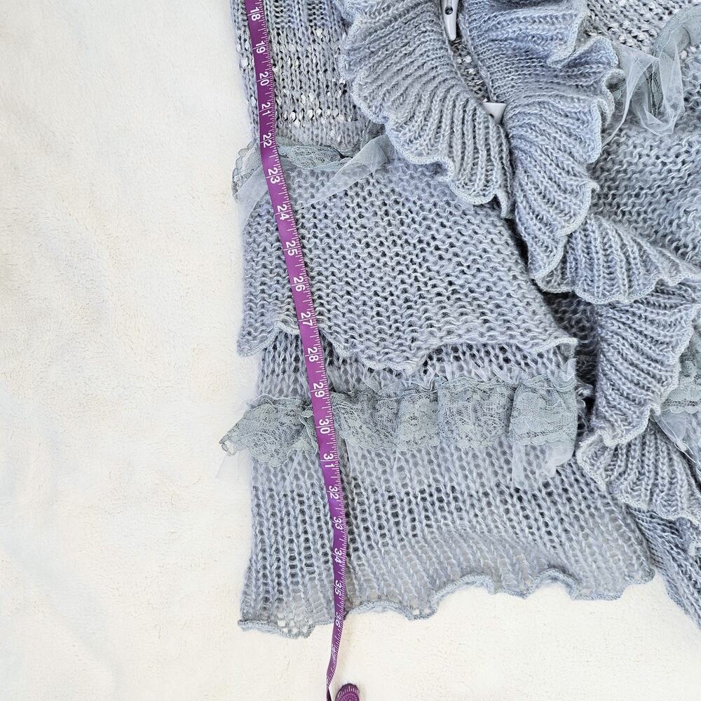 Y2K Whimsy Ruffle Lace Tulle Long Cardigan Witchy Fairy Boho Penny Lane Size S - Picture 11 of 12
